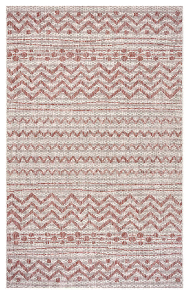 5" x 8" Red Zigzag Indoor Outdoor Area Rug