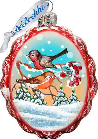 Keepsake Singing Love Birds Scenic Glass Ornament