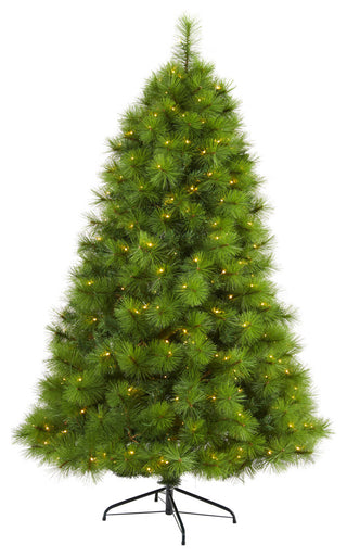 6' Green Scotch Pine Artificial Christmas Tree With 300 Clear LED Lights