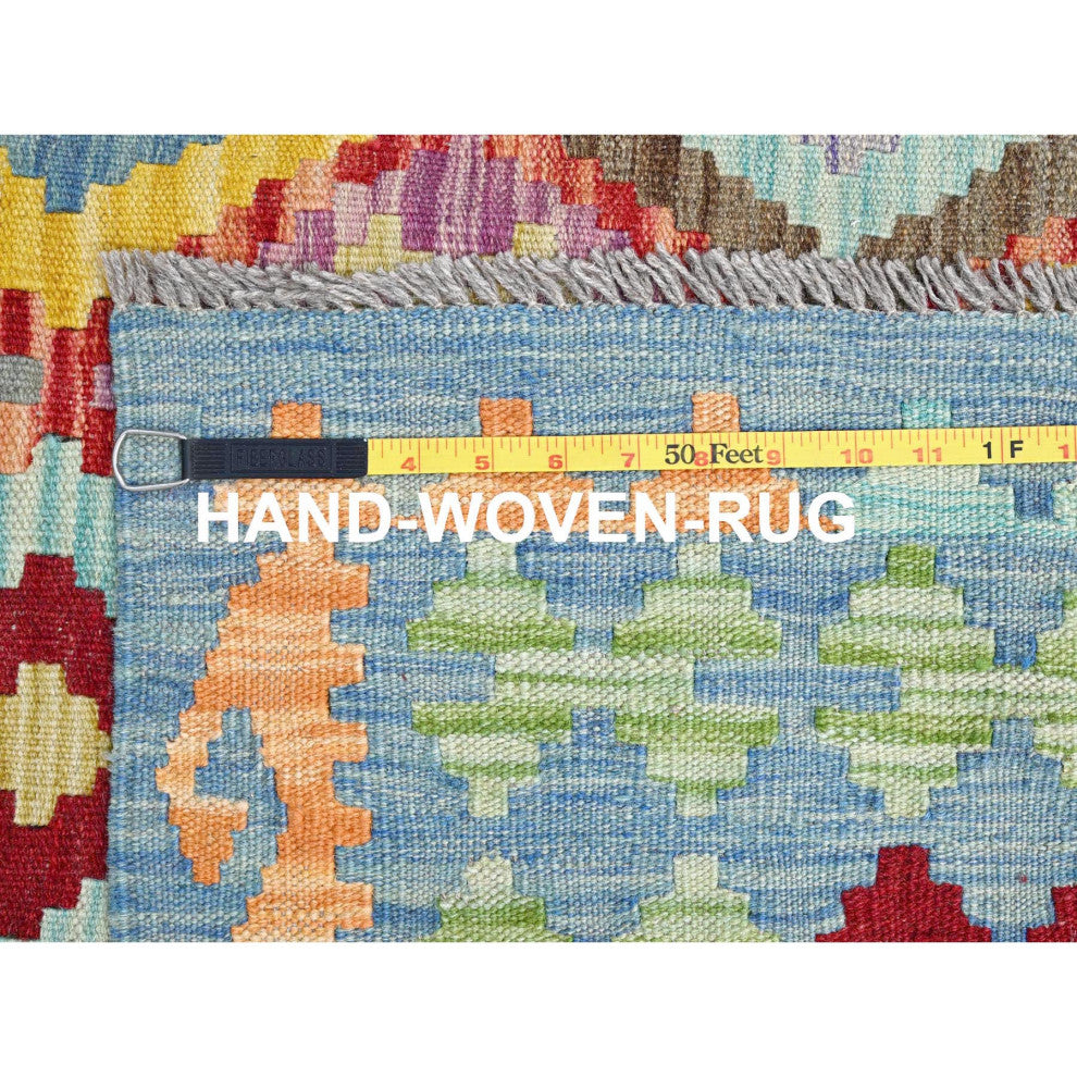 Colorful Extra Soft Wool Afghan Kilim Hand Woven Oriental Rug 10'7"x14'