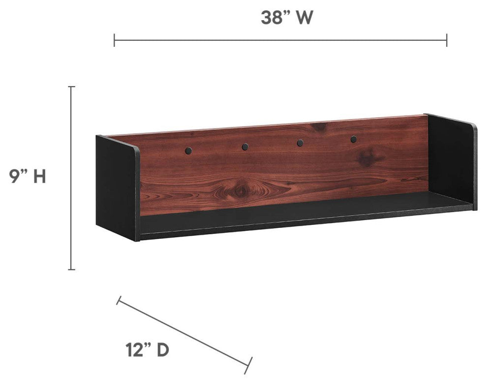 Kinetic 49" Wall-Mount Office Desk With Cabinet and Shelf, Black Cherry