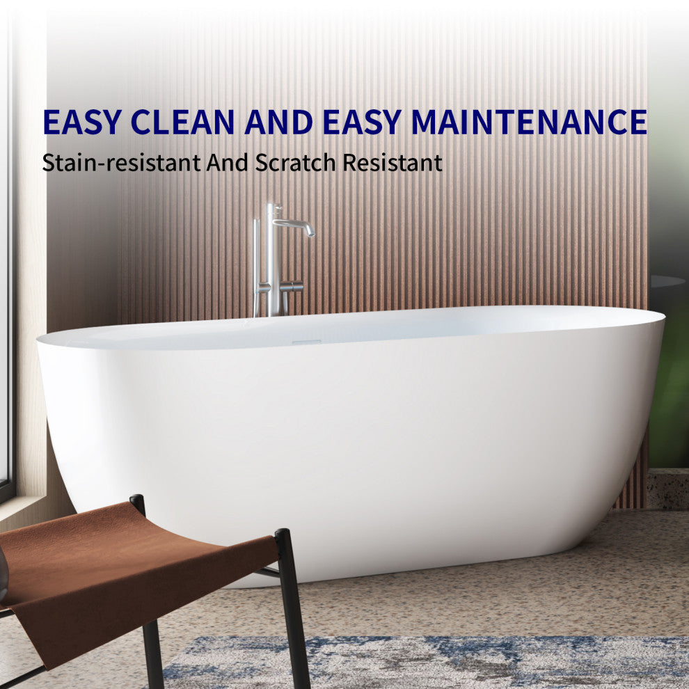 Giving Tree 59 inches Oval Freestanding Tub,Contemporary Soaking Tub,White