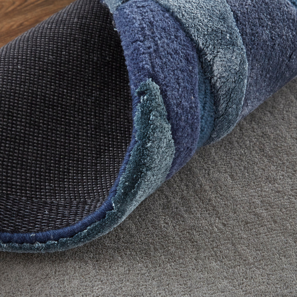 Weave & Wander Arwyn Modern Wool Rug, Gray/Blue, 2'x3'