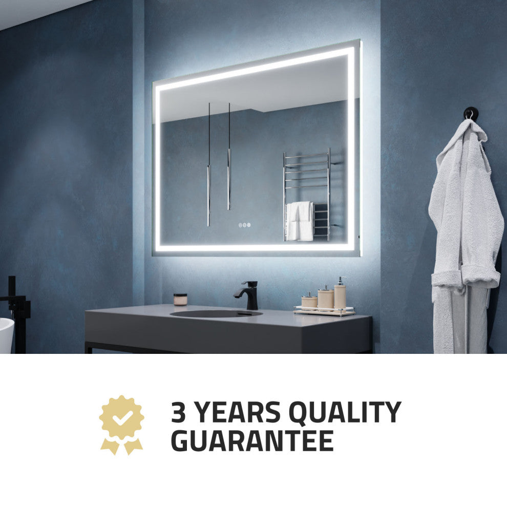 ANZZI 36" x 48" Frameless LED Front/Back Light Bathroom Mirror WithDefogger