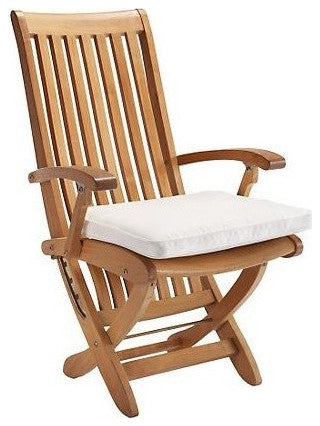 9-Piece Outdoor Teak Dining Set: 72" Round Table, 8 Warwick Folding Arm Chairs