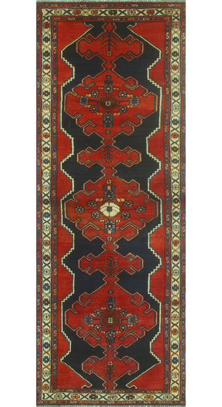 Fine Vintage Distressed Ruben Red/Navy Runner, 3'5 x 9'7