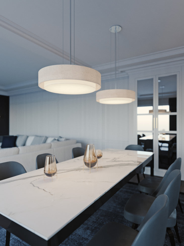 Sanibel LED Pendant, Satin Nickel Finish, Jute, 16"