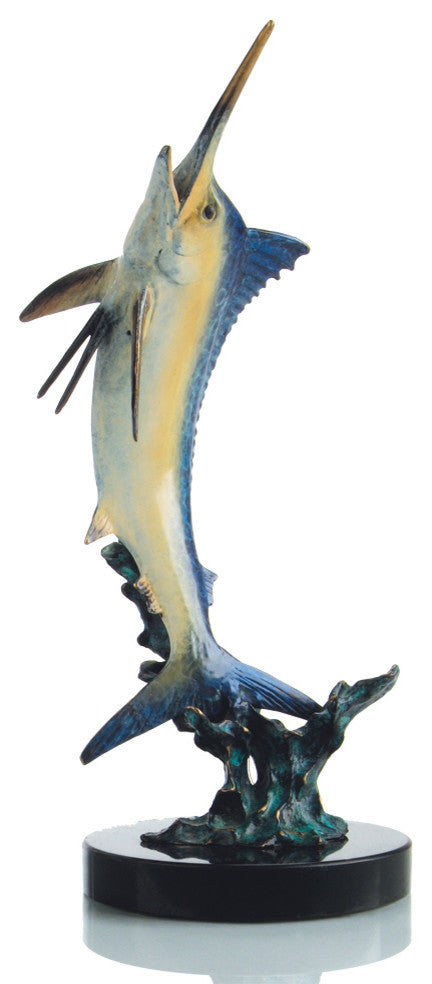 SPI Brass Excited Blue Marlin Statue