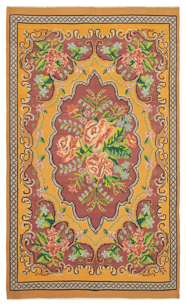 Rug N Carpet - Handmade Moldovian 6' 1'' x 10' 3'' Vintage Floral Kilim Rug