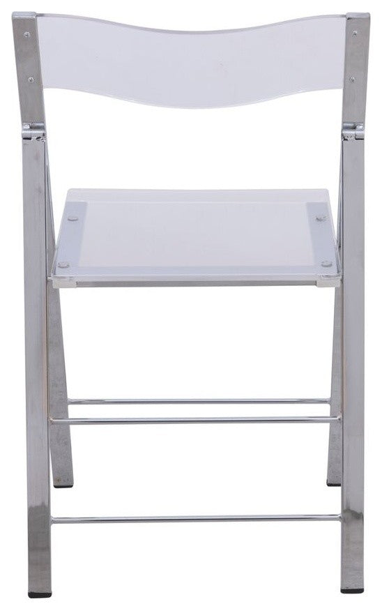 LeisureMod Menno Stackable Dining Folding Chair, Clear, Set of 2, Clear