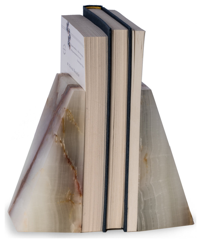 Onyx Solid Marble Wedge Bookends