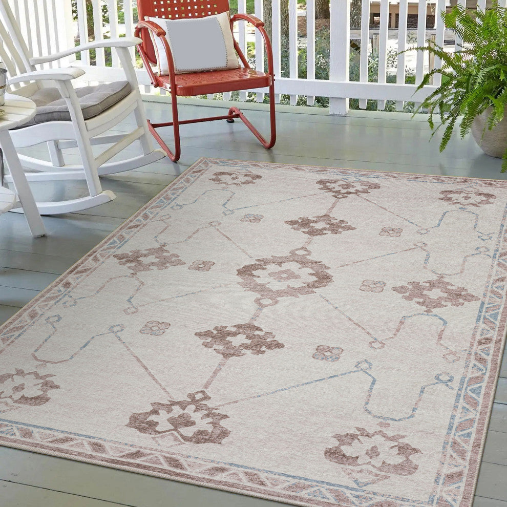Indoor/Outdoor Sedona SN16 Parchment Machine Washable 10' x 14' Rug