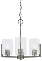 Atlas 3-Light Chandelier, Graphite/Clear Bubble