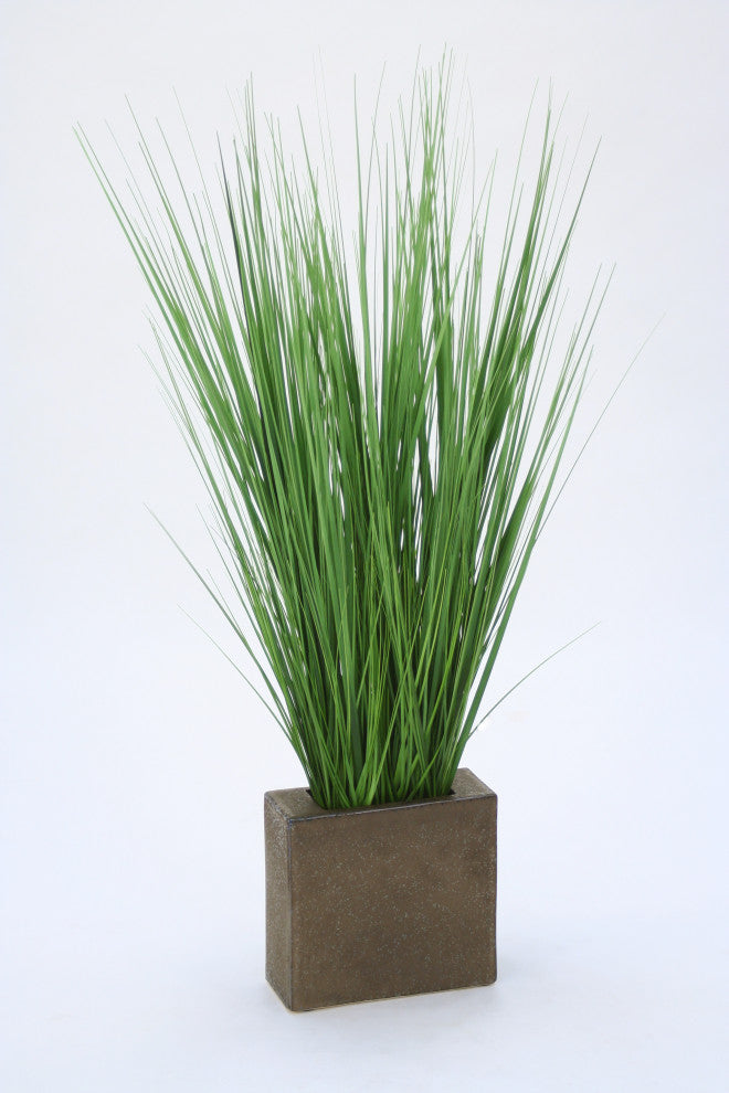 Grass In Rectangle Metal Planter