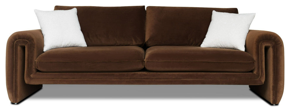 Divani Casa Bentley Modern Brown Velvet Sofa