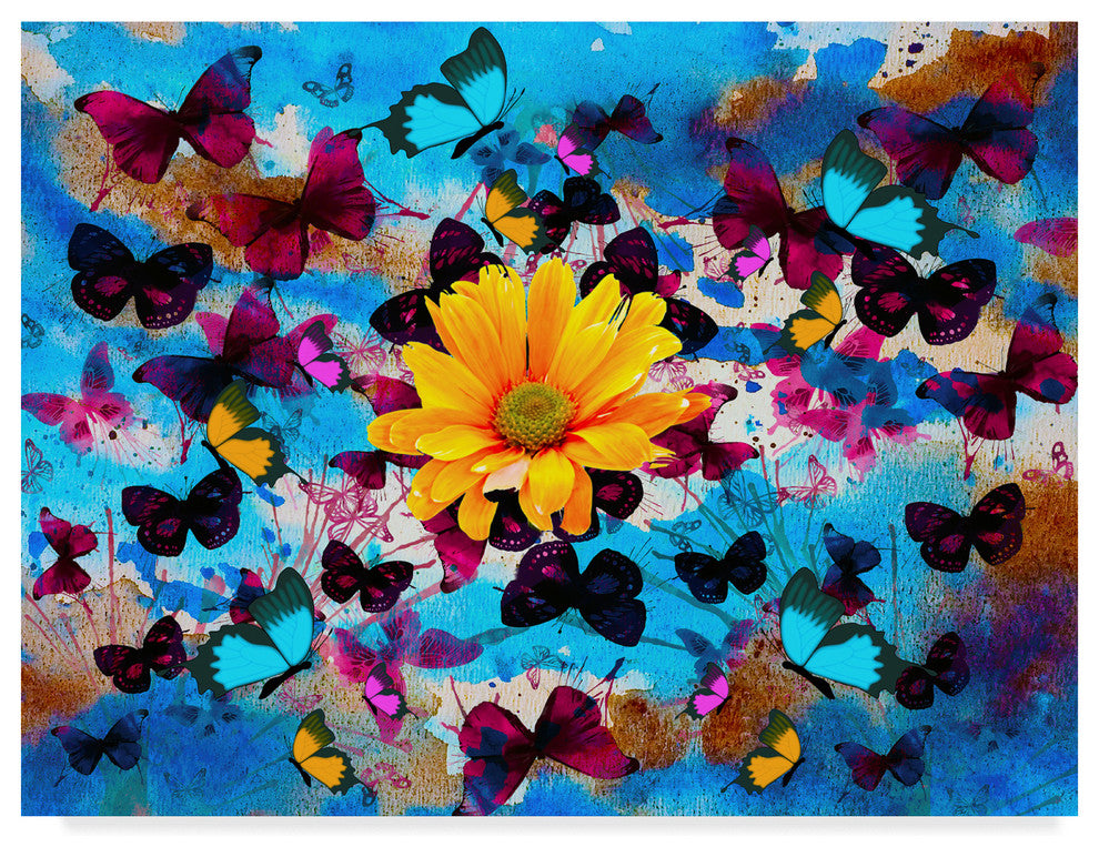 "Daisy And Butterflies" by Ata Alishahi, Canvas Art, 47"x35"