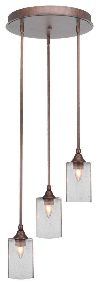 Empire 3-Light Cluster Pendalier, Bronze/Square Clear Bubble