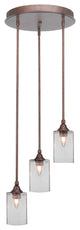 Empire 3-Light Cluster Pendalier, Bronze/Square Clear Bubble