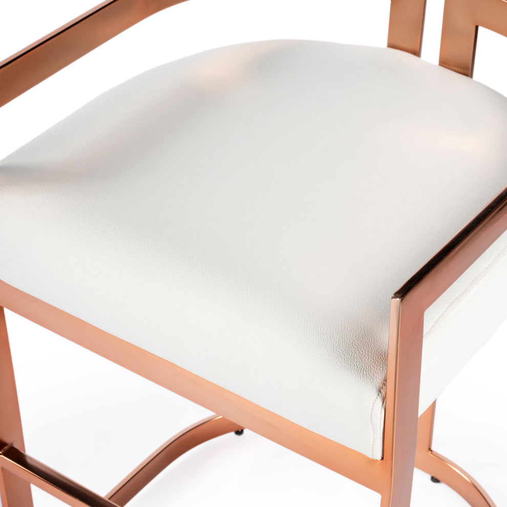 Clarence Faux Leather Counter Stool, Rose Gold