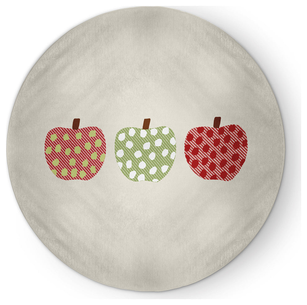 Little Pumpkins Fall Design Chenille Area Rug, Green, 5' Round