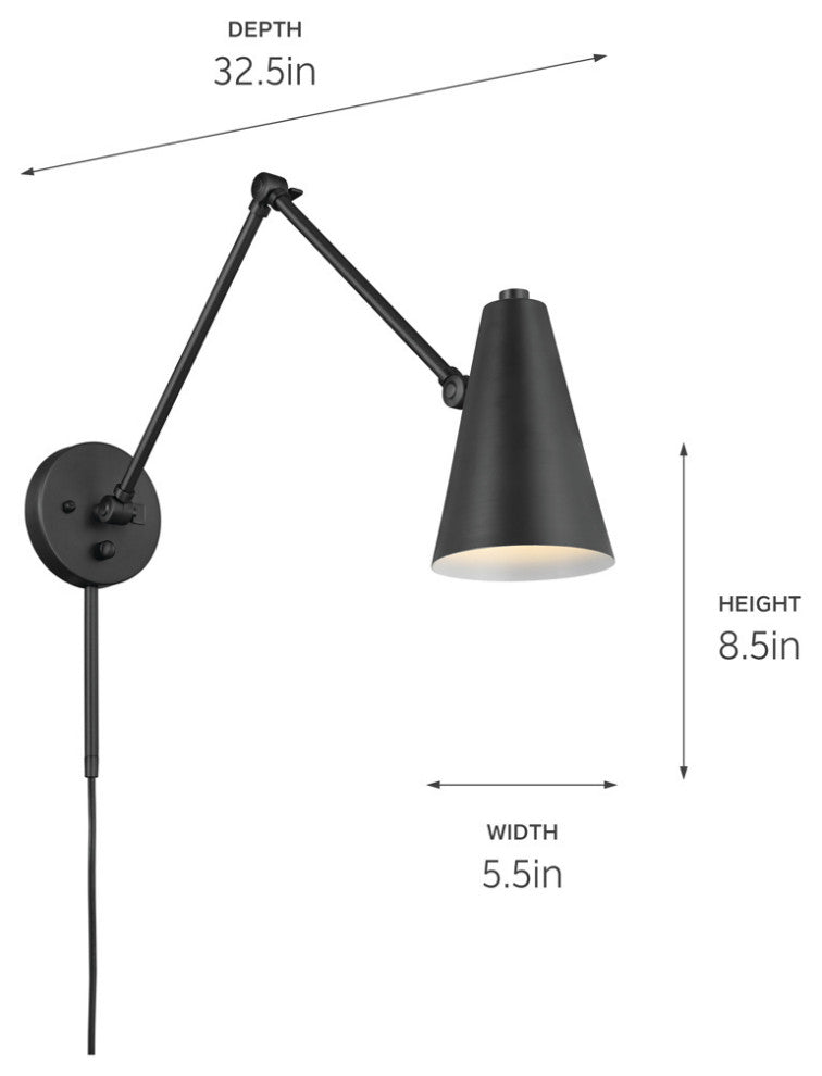 Sylvia 1 Light Wall Sconce, Black