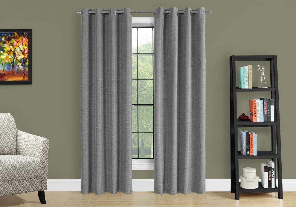 Curtain Panel, 2 Pieces, 52"Wx95"H Gray Solid Blackout