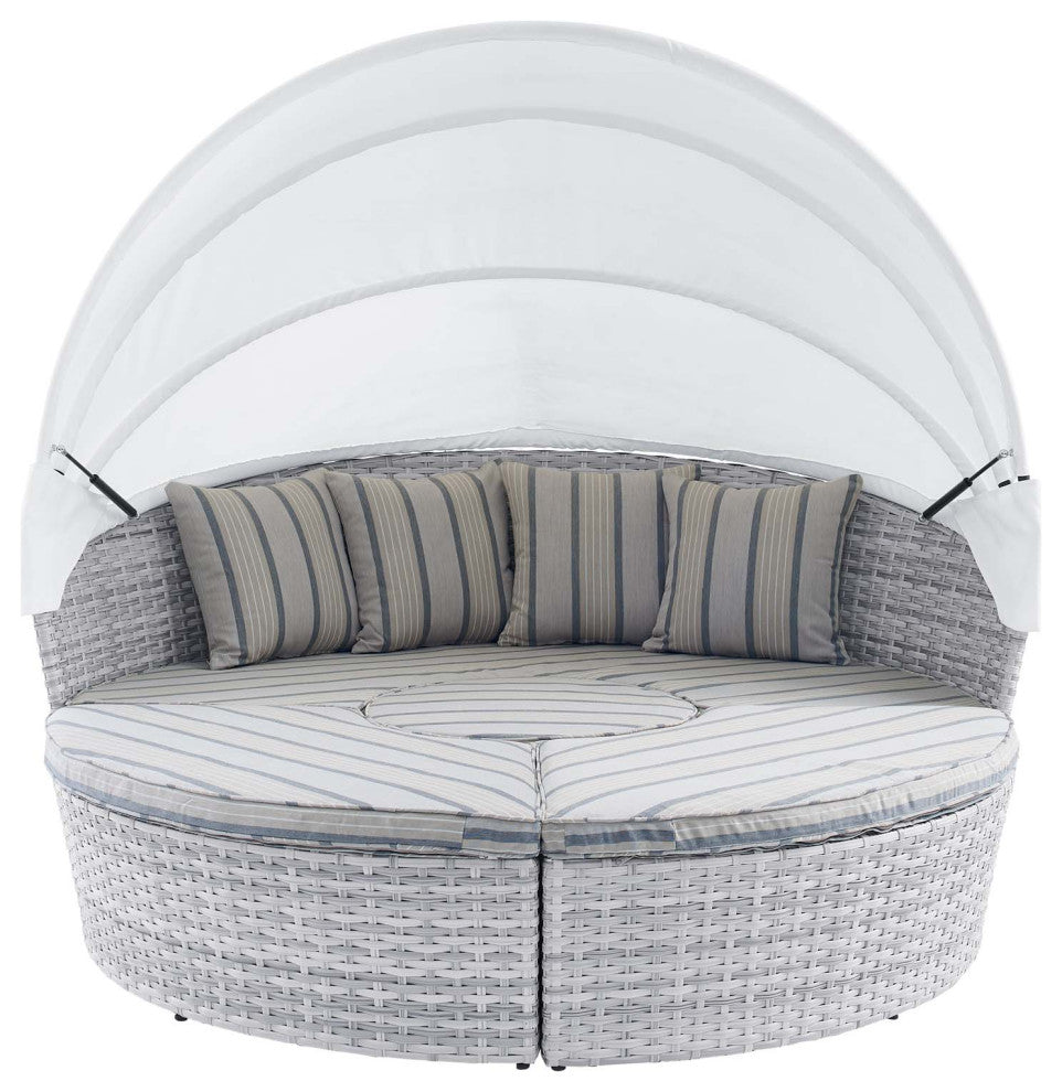 Scottsdale Canopy Sunbrella Outdoor Patio Daybed, Light Gray Pebble