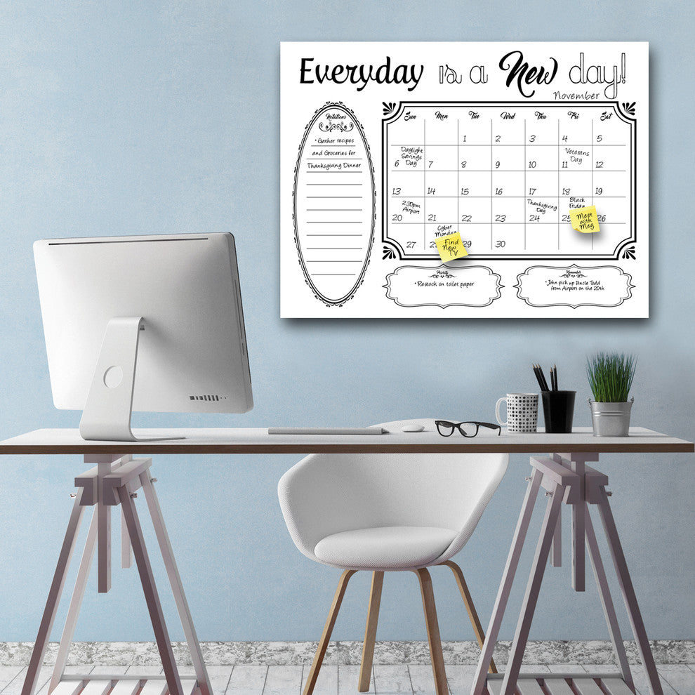 Ready2HangArt Shabby Chic Dry Erase Monthly Calendar on ArtPlexi, 16"x20"
