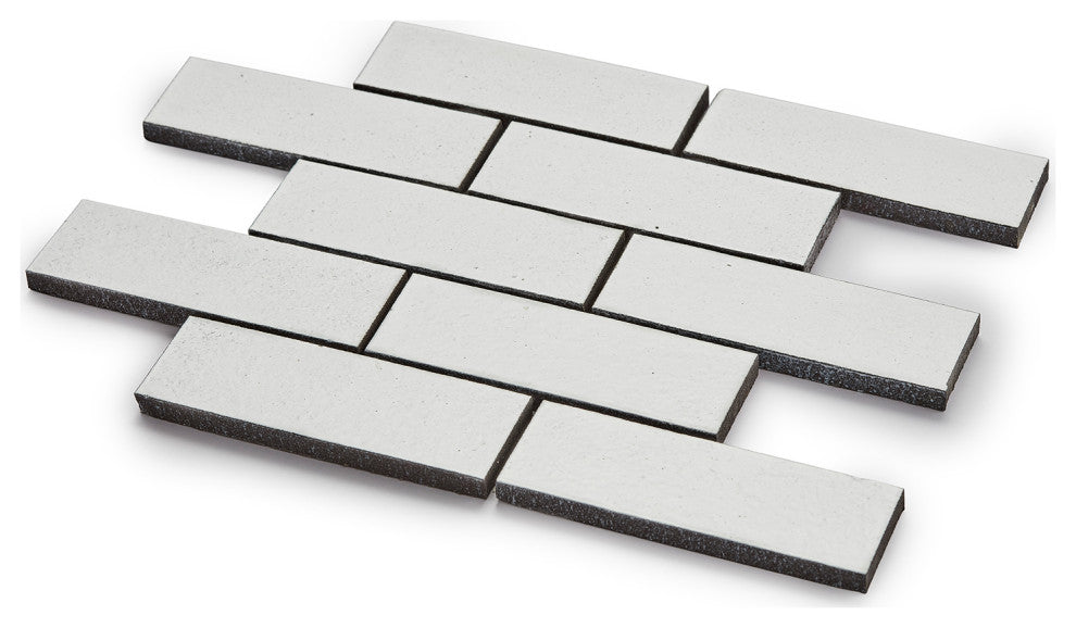Lorca 11.18x9.84, White Subway Lava Stone Mosaic Floor/Wall Tile, Sample