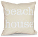 Beach House, Word Print Outdoor Pillow, Taupe And Beige, 18"x18"
