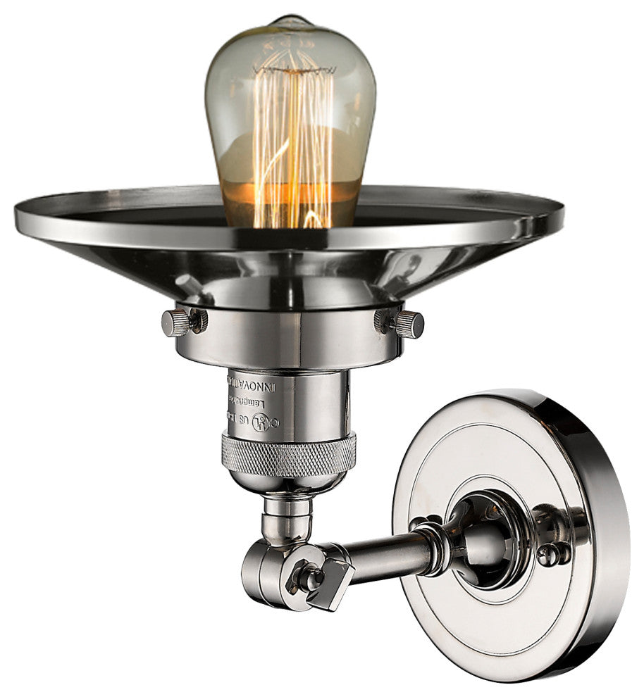 Railroad 1-Light Sconce, Polished Nickel