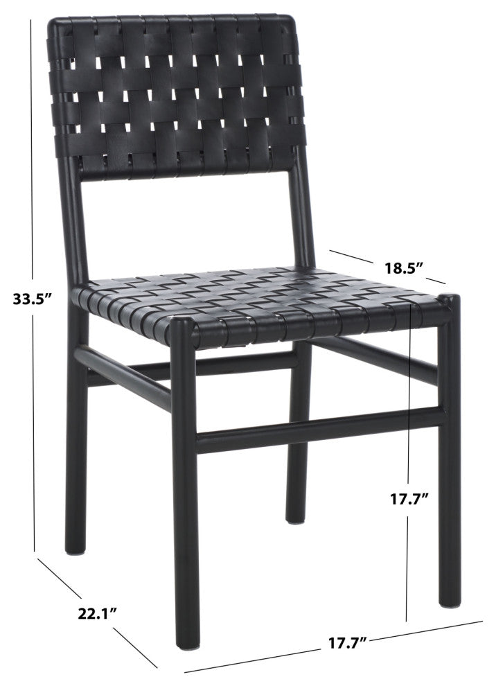 Safavieh Couture Jeremiah Woven Leather Dining Chair, Black