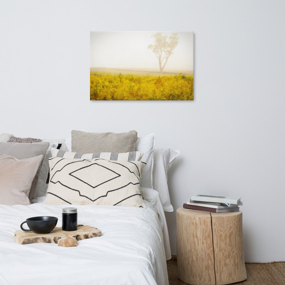 Dreams of Goldenrod and Fog Rural Canvas Wall Art Print, 24" X 36"
