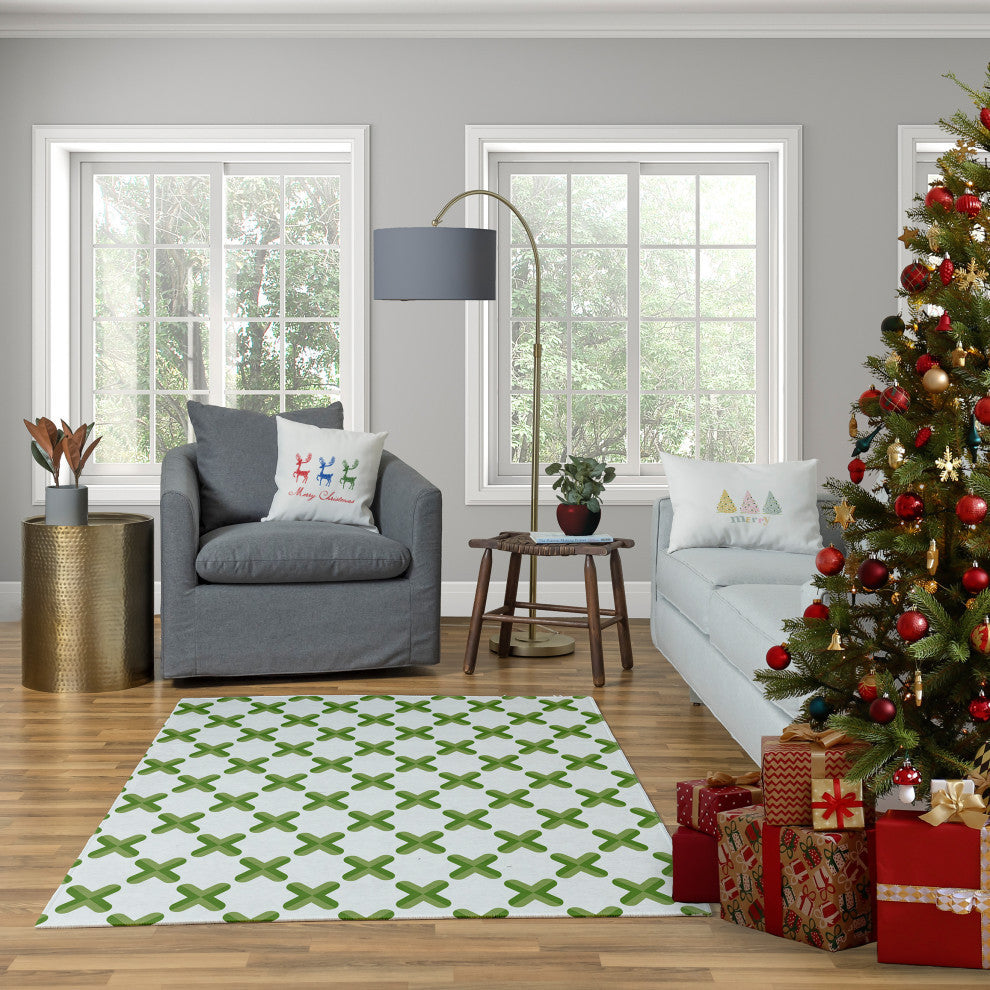 Merry Christmas Reindeer Decorative Throw Pillow, Multi-Bold, 26"x26"