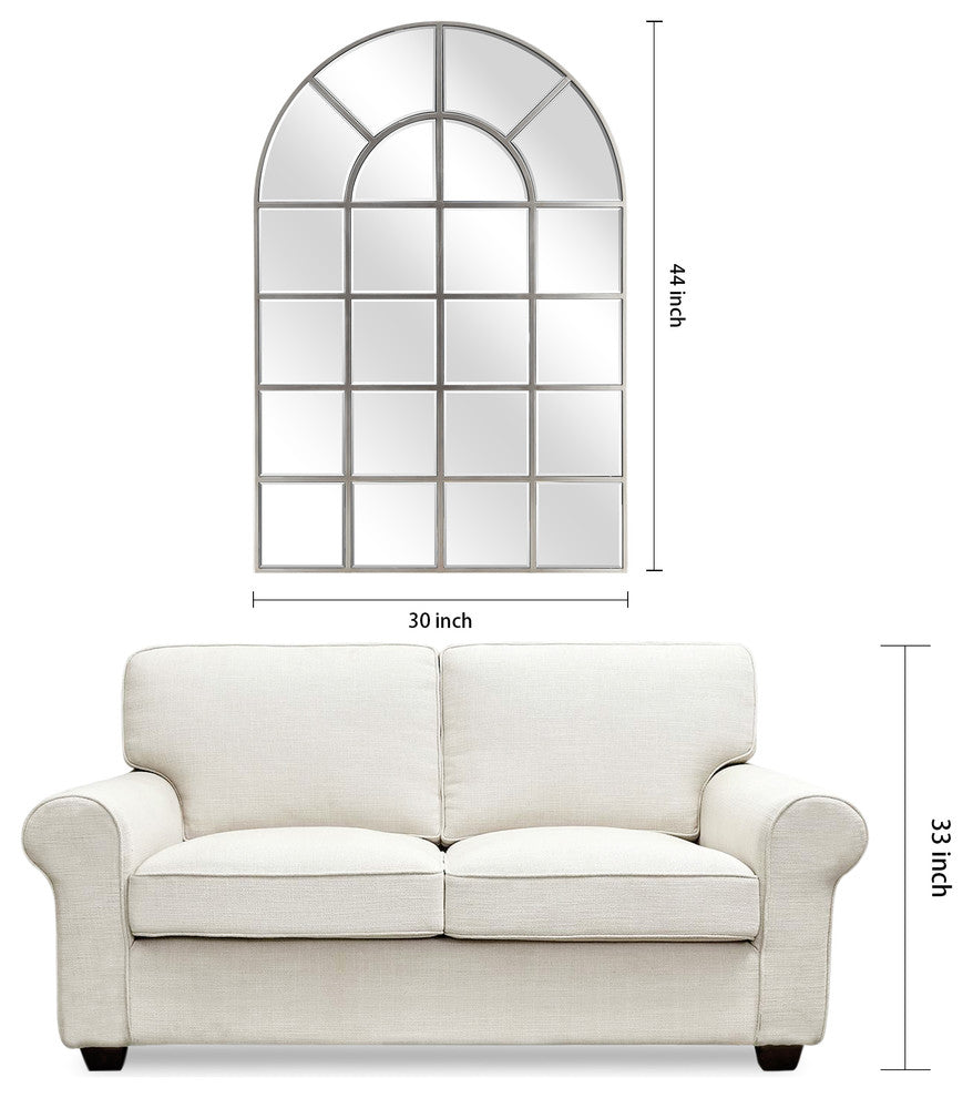 Beveled Arch Window Wall Mirror, 0.25" Beveled Edge, 44"x30" Bathroom Mirror