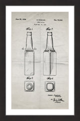"Beer Bottle 1933 Old Paper" Framed Painting Print