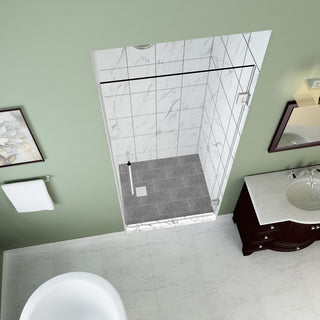 Kinkade 33.75"-34.25"x72" Frameless Hinged Shower Door, Chrome