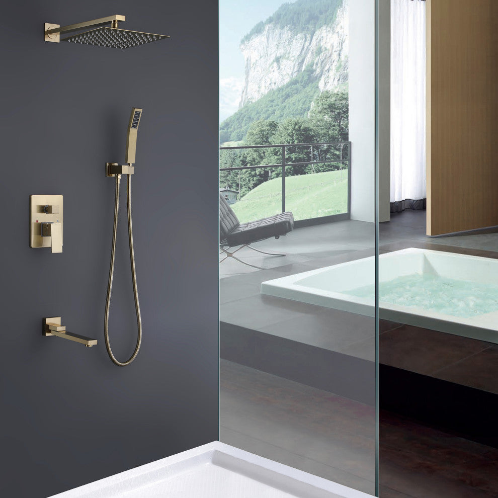 Pressure Balanced Water-Saving 3-Function Rain Shower System with Rough-in Valve