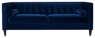Jack 84" Modern Tuxedo Tufted Sofa, Navy Blue Velvet