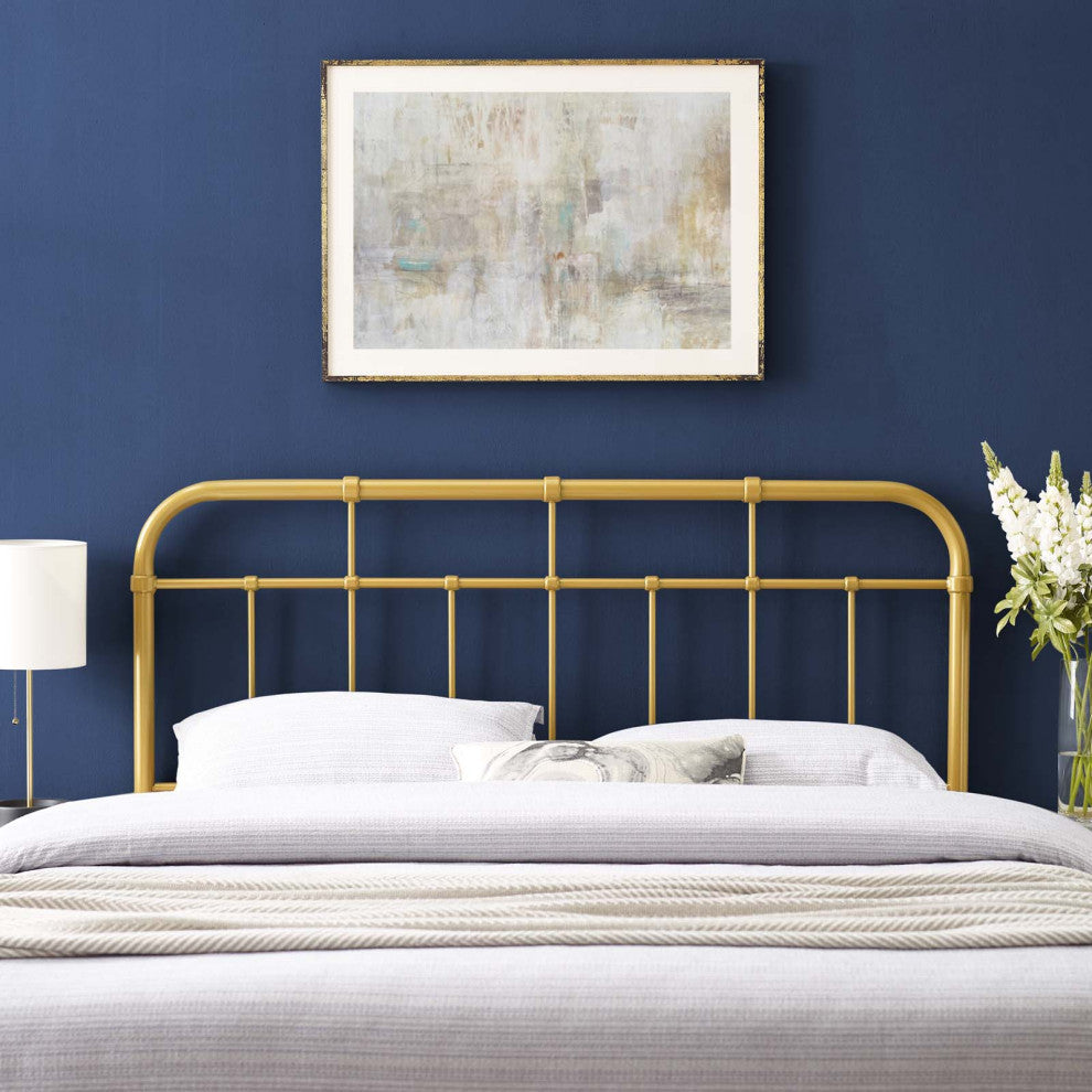 Headboard, Queen Size, Metal, Gold, Modern Farmhouse, Bedroom Master Suite