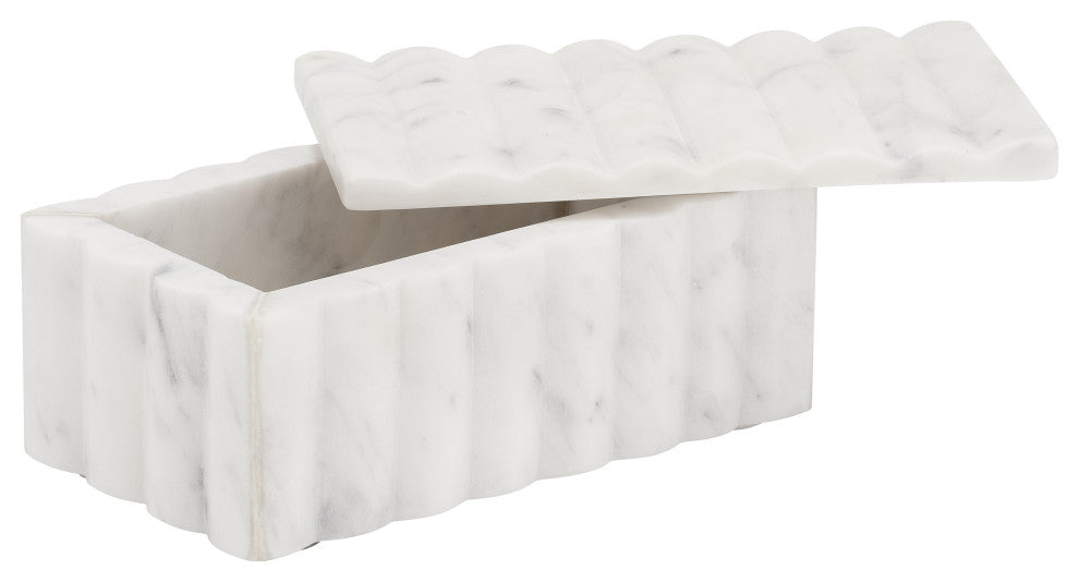 Marble, 7X3" Ridged Box, White