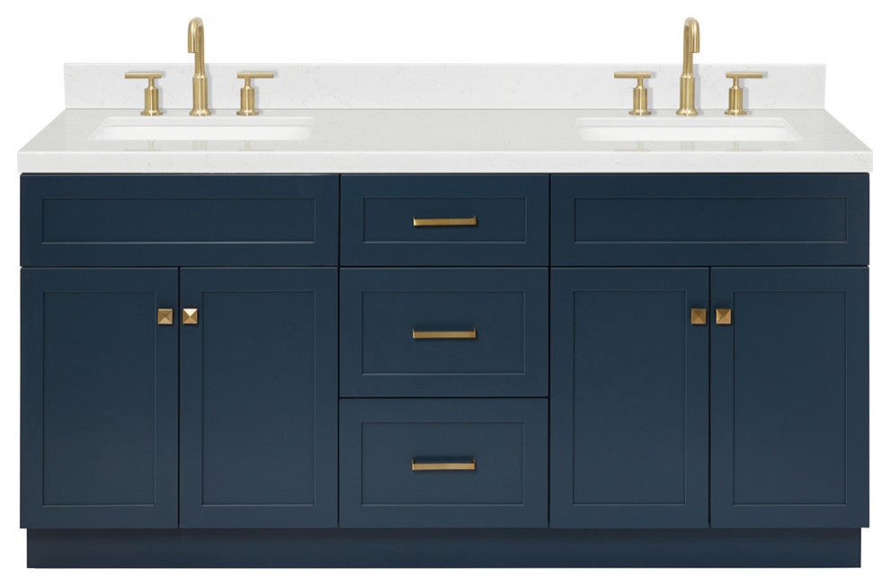 Ariel Hamlet 72" Double Rectangle Sink Bathroom Vanity, Carrara Quartz