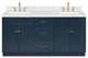 Ariel Hamlet 72" Double Rectangle Sink Bathroom Vanity, Carrara Quartz