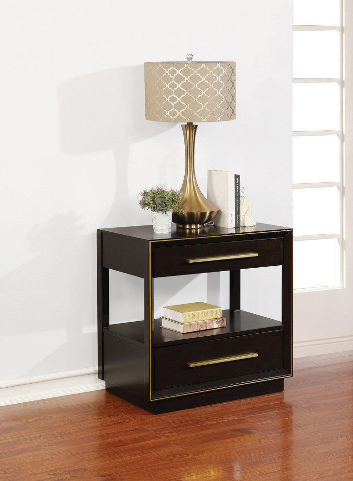 2-Drawer Nightstand, Smoked Peppercorn