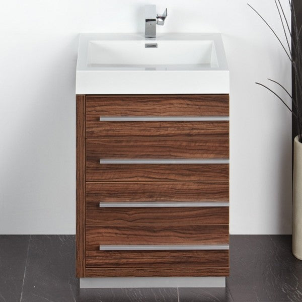 Fresca Livello 24" Walnut Modern Bathroom Vanity With Medicine Cabinet