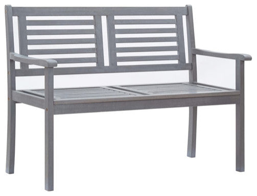 vidaXL Loveseat Wooden Outdoor Bench with Backrest Gray Solid Wood Eucalyptus