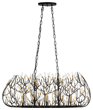 Bask 6-Lt Crystal Linear Pendant - Matte Black/French Gold