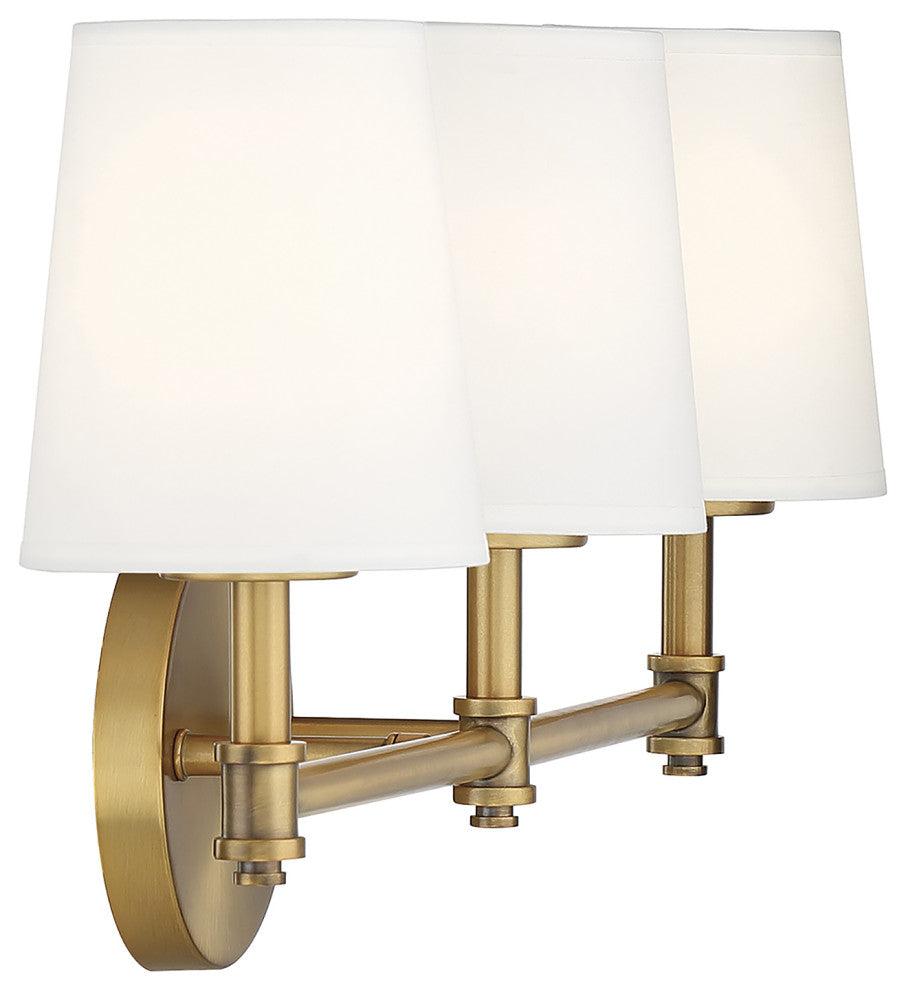 3-Light Bathroom Vanity Light, Natural Brass