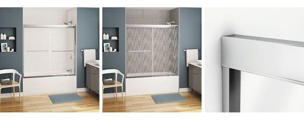 MAAX Kameleon Semi-frameless Slider Tub Door with Clear Glass, Brushed Nickel