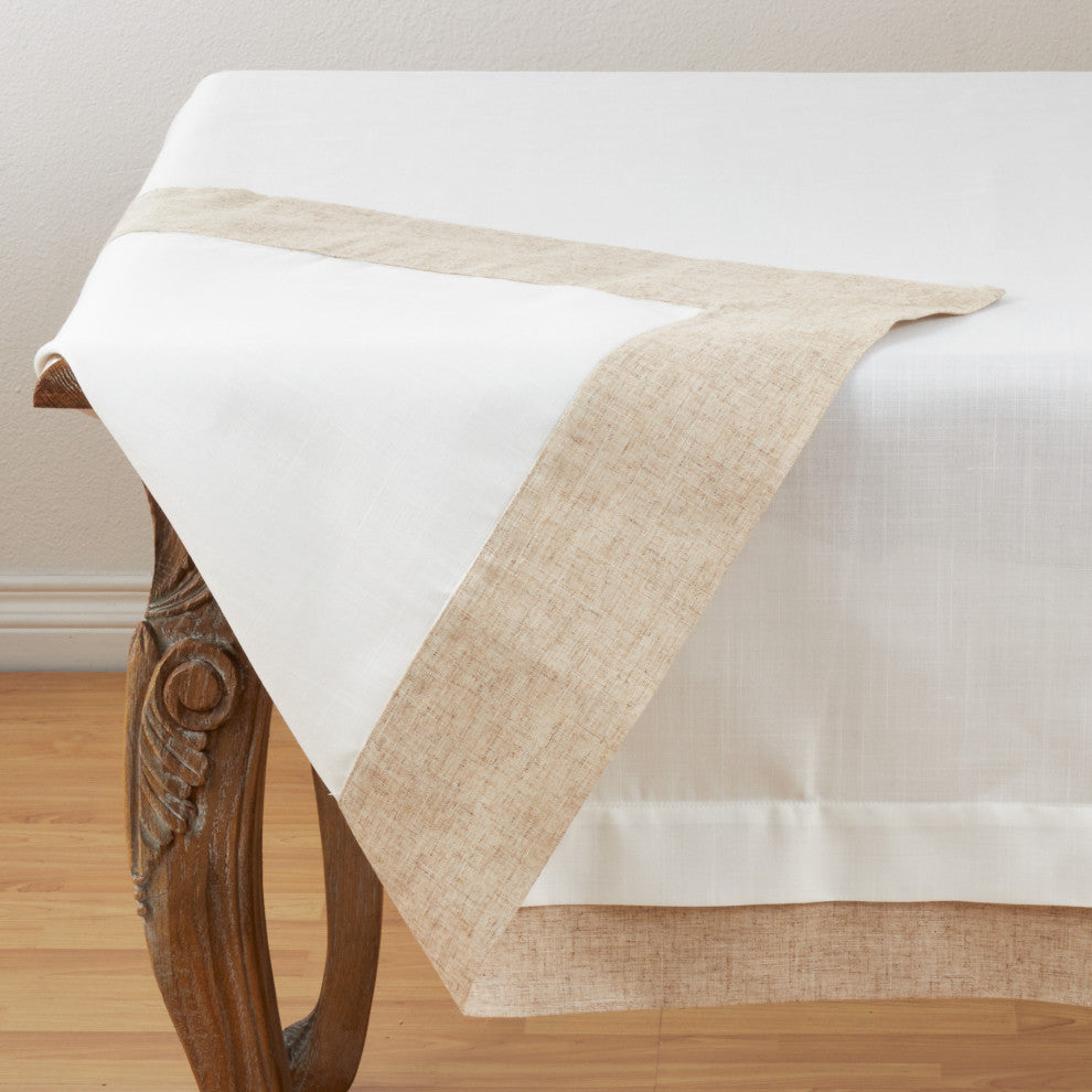 Double Layer Design Tablecloth, Ivory, 67"x67"